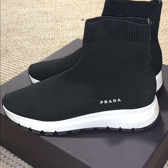 prada black sock shoes